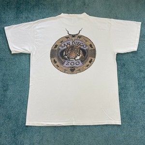 VINTAGE San Diego Zoo Shirt Adult XL Tiger Cheetah Lemur Rhino Art Animas 90s